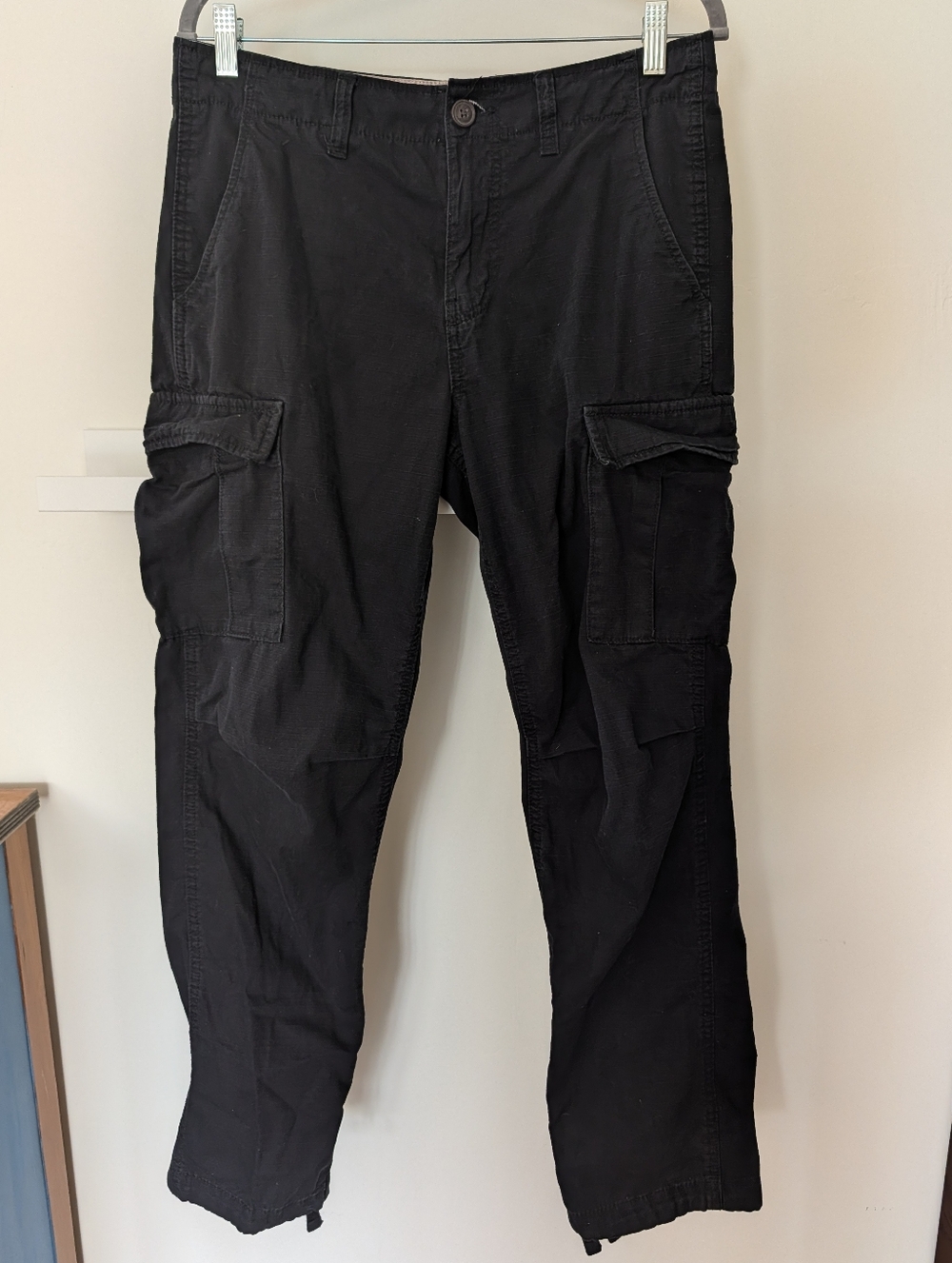 Aeropostale 100% Cotton Women's S Cargo Pants Black w Pockets Quality Fabric Guc
